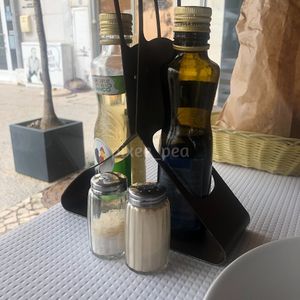 oil & vinegar for bread & salad  at Filipe in Sesimbra