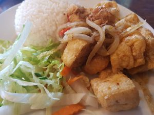 Fried tofu and lemongrass, chilli rice dish (#42) at Ngon  in Newcastle Upon Tyne