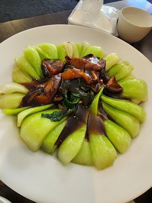 Mushroom with pak-choi at Canton Hong Kong Restaurant in Hamilton