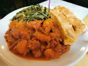 Seitan goulash at Il Vegetariano in Florence