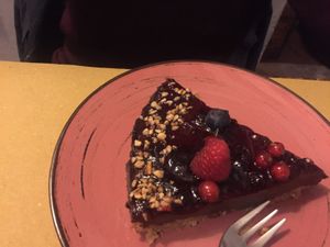 This cake was decadently rich, smooth and choclatey!! at Il Vegetariano in Florence