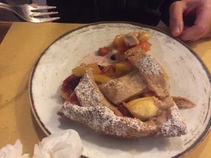 An apple tart worth fighting over. at Il Vegetariano in Florence