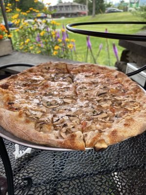 Vegan flatbread with mushrooms and caramelized onions   at American Flatbread in Stowe
