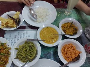 Rice and curry - vegan set at Manel Lanka in Bangkok