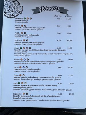 Menu  at Nueva Tahona Pizzeria in Frigiliana