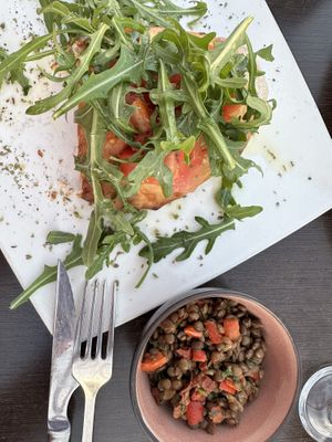 Pizzeta with lentil tapa  at Nueva Tahona Pizzeria in Frigiliana