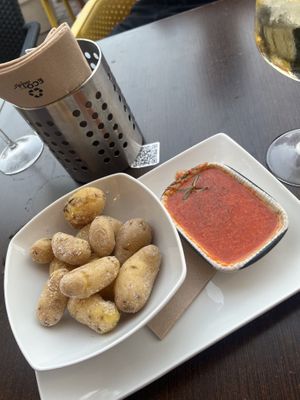 Vegan patatas bravas  at Nueva Tahona Pizzeria in Frigiliana