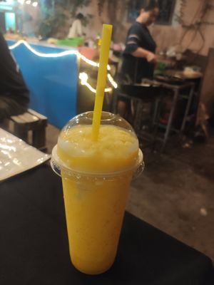 Orange shake at Six Friends Restaurant in Thakhek