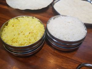 Pilau and boiled rice at Babul's in Darlington