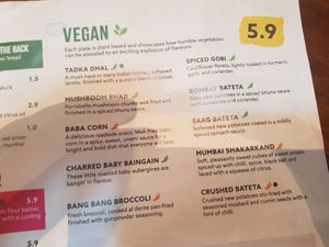 Small plates menu at Babul's in Darlington