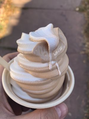 Chocolate vanilla swirl! I stated eating it before I thought to take a photo lollollololll !!! at Nooch Vegan Market in Denver