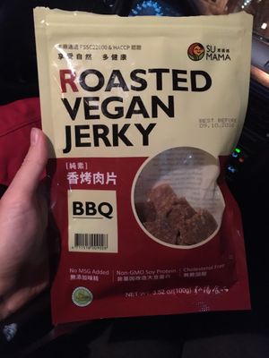 So many vegan jerky options to choose from! at Nooch Vegan Market in Denver