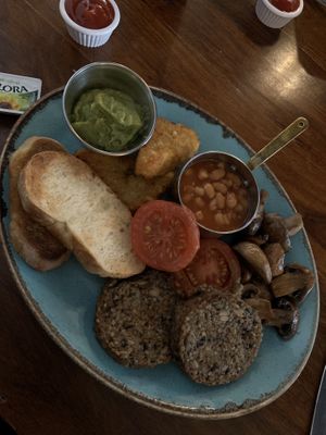 Vegan full English and guacamole   at Rapp's Café in Saltburn-by-the-sea