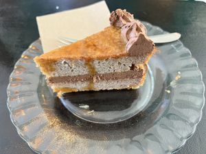 GF banana caramel chocolate cake  at Grumpy Mamas in Monchique