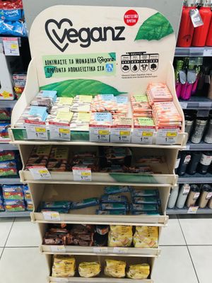 Veganz section  at AB Vasilopoulos in Athens