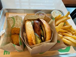 Nuggets. Hot chicken deluxe. Fries  at Hart House - Hollywood in Hollywood