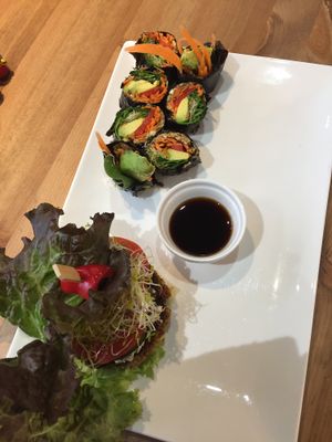 Raw burger + nori rolls ❤️  at Cafe by Tao in North Vancouver