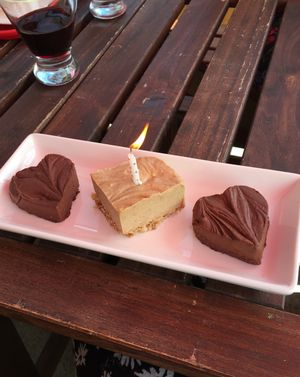 My birthday fudge and there mesquite bar which tasted like caramel and coconut..so good!! at Cafe by Tao in North Vancouver