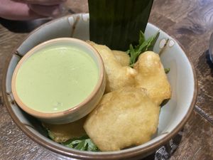 Fried vegan shrimp and avocado sauce   at Zen Chay in Cologne