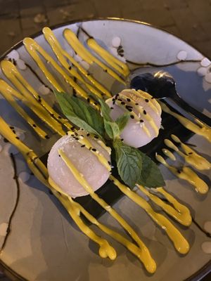 Mochi ice for desert  at Zen Chay in Cologne