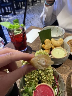 Close up vegan shrimps   at Zen Chay in Cologne