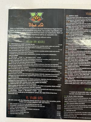 Noodle Salad Menu  at Vinh Loi Tofu in Reseda