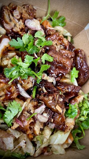 Udon noodles with barbecue mock duck  at Vinh Loi Tofu in Reseda