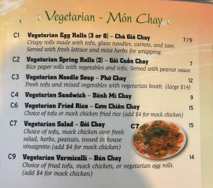 veg menu   at PHÓ Fifth Avenue in San Diego