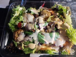 Salad with vegan sauce at Coop in Wattwil