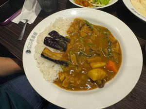 Plain rice with 3x eggplant, vegetables and corn  at Coco Ichibanya in Tokyo
