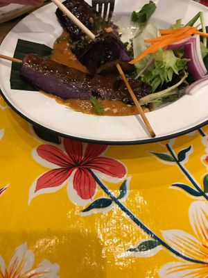Satay makuer (grilled eggplant) at Pintoh Thai in Oakland
