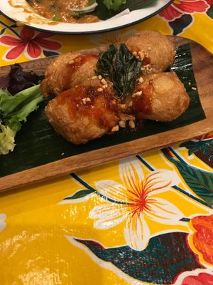 Beyond gol tod (smoked chicken) at Pintoh Thai in Oakland