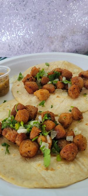 Can't believe this chicharron was vegan at El Nopalito Vegan Taqueria in Hollywood