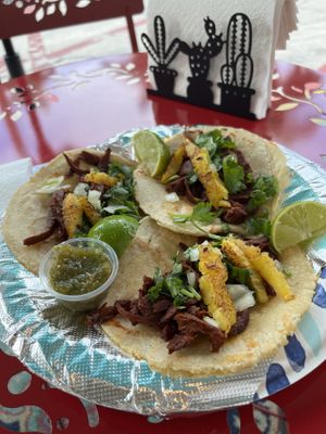 Al Pastor tacos  at El Nopalito Vegan Taqueria in Hollywood