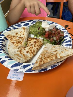 Plain quesadilla, perfect for kids  at El Nopalito Vegan Taqueria in Hollywood