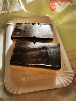 Vegan chocolate-coconut cake at Stop Cukrászda in Tatabanya