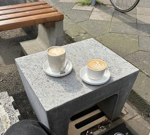 Oat cafe latte and Cappucino   at Weird Space Café in Dusseldorf
