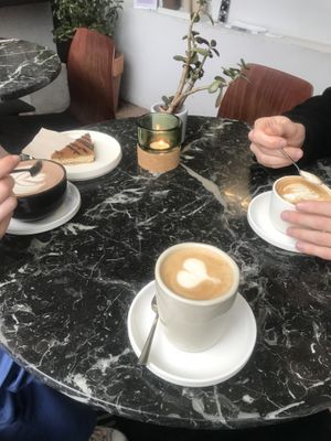 Hot chocolate with “nussecke”   at Weird Space Café in Dusseldorf