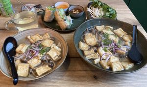 Pho regular and XL, and spring rolls. Yum!  at MAM Vietnamese Street Food in Nijmegen