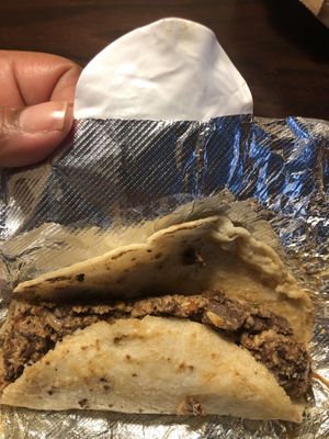 Jackfruit, scrambled eggs on corn tortillas   at Plantaqueria in San Antonio