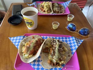 OMG!! Vegan DELICIOUS breakfasts tacos. They were so so good.   at Plantaqueria in San Antonio