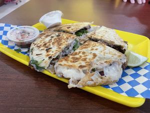 Quesadilla with Jackfruit birria   at Plantaqueria in San Antonio
