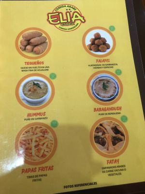 menu at Comida Arabe Elia Esber in El Calafate