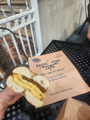 Vegan breakfast sandwich! Pricey at $13 but worth it at Bagel Time Cafe in Cape May