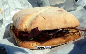 Vegan Tofu and bean burger at Roots Cafe in Taunton