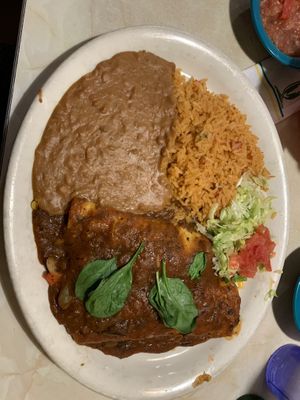 Veggies enchiladas with ranchero sauce  at Chuy's in Plano