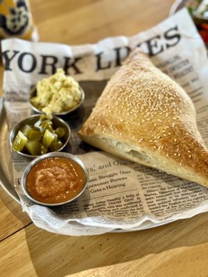 Freshly made savory pastry   at Shobolana שובולנה  in Katzir