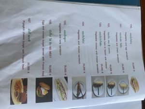 Burger, ask without cheese and double check the hidden ingredients   at Kamphong Riverside Restaurant in Don Det