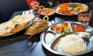 Delicious food and vegan naan bread at Masala Hut in Helsinki