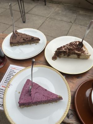 Chocolate, strawberry-cheesecake and tiramisu cake  at Café Cosmo in Landau